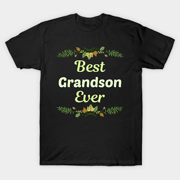 Family Leaf Grandson T-Shirt by Happy Life